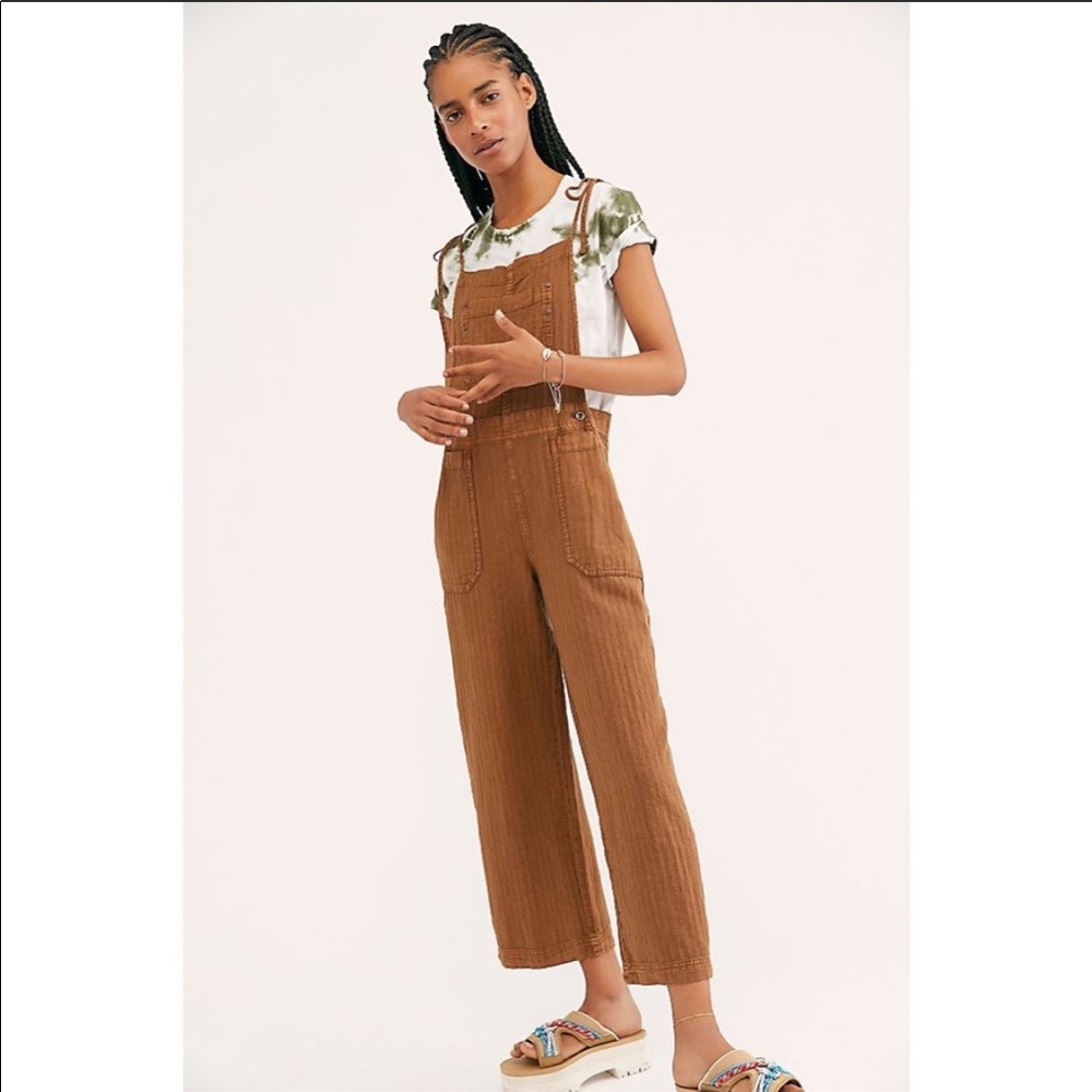 NEW Free People Natural Sights Overalls  Medium